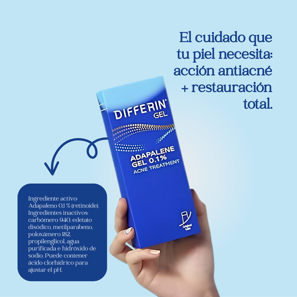 Differin Adapalene Gel 0.1% Tratamiento acné, 0.03 oz