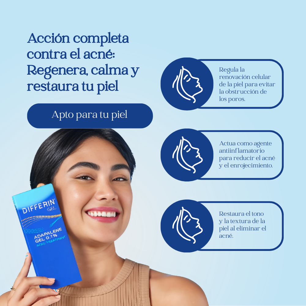 Differin Adapalene Gel 0.1% Tratamiento acné, 0.03 oz